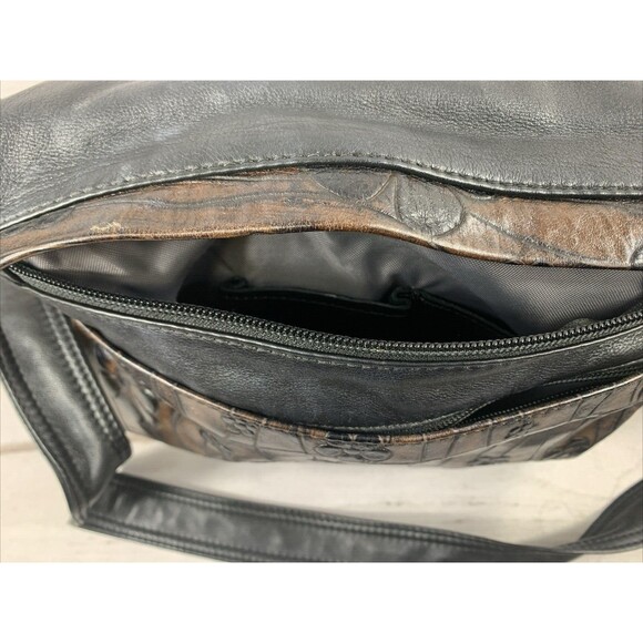 Atelier V Cuir Cross Body Purse Daisy Embossed Leather Burgundy Brown Western - Picture 4 of 15